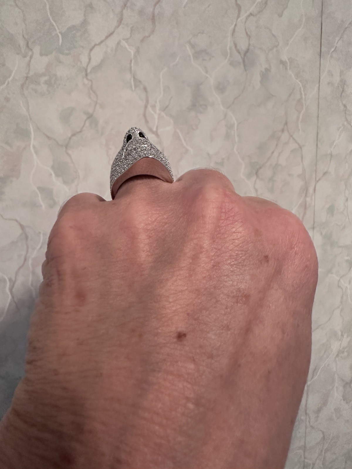 SONIA BITTON SIMULATED DIAMOND FACE RING ~ STERLING SILVER RING