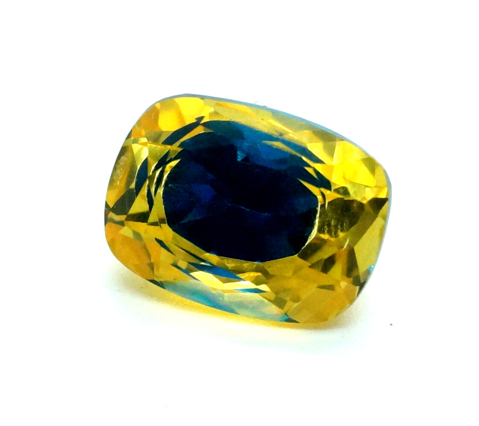 7.7 CT Natural Bi-Colour Pitambari Sapphire Cushion Certified Gemstone 12×9 MM