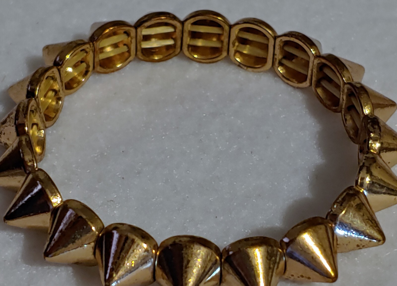 Gold Tone ( ROUND SPIKE STYLE) Stretch Statement Bracelet – 2 1/8 in Inside Dia