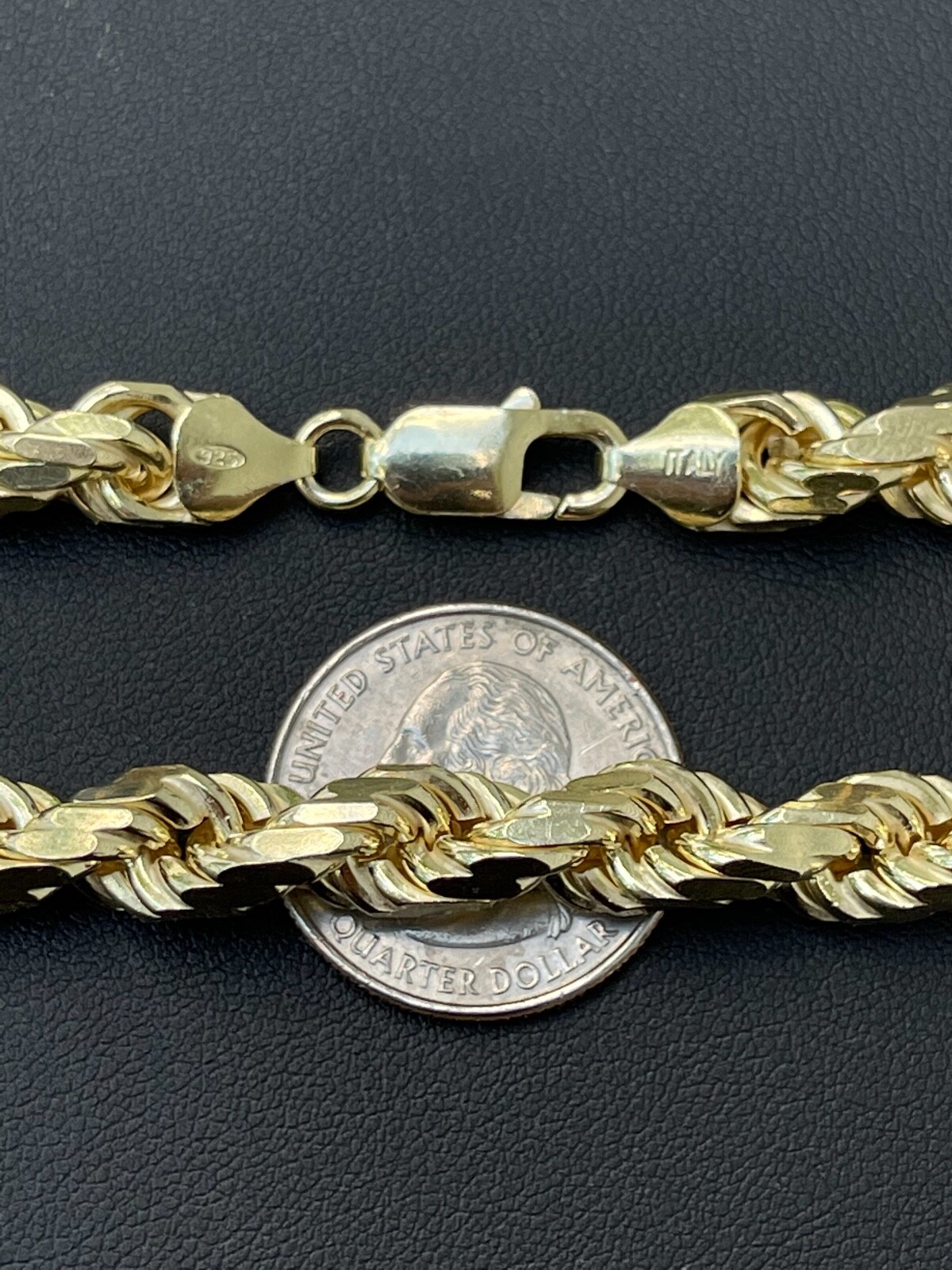 8mm Thick Rope Chain 14k Gold Plated Real Solid 925 Sterling Silver Necklace Big