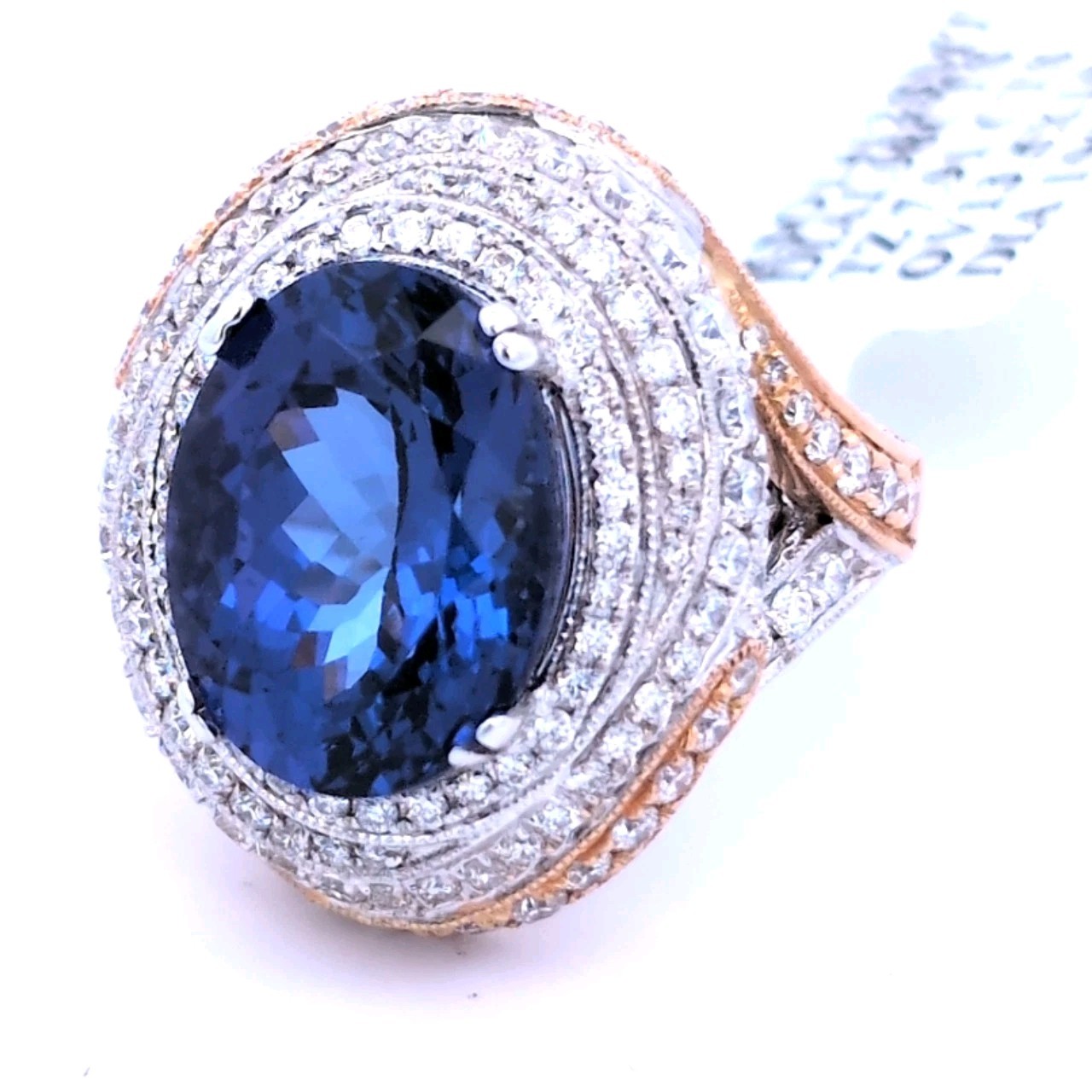 Video 9.89CT 18K White Rose Gold Natural Tanzanite Diamond 💎 Engagement Ring