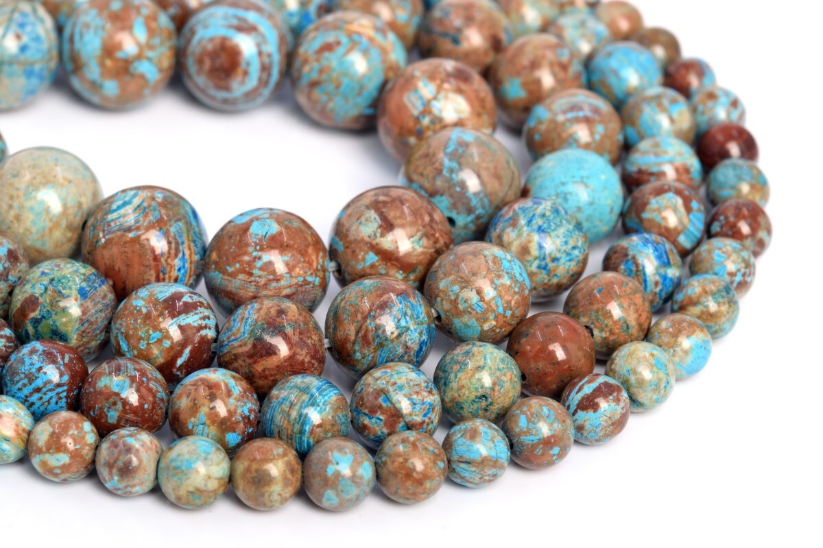 Rainbow Blue Calsilica Jasper Beads AAA Round Loose Beads 4/6/8/10/11-12MM