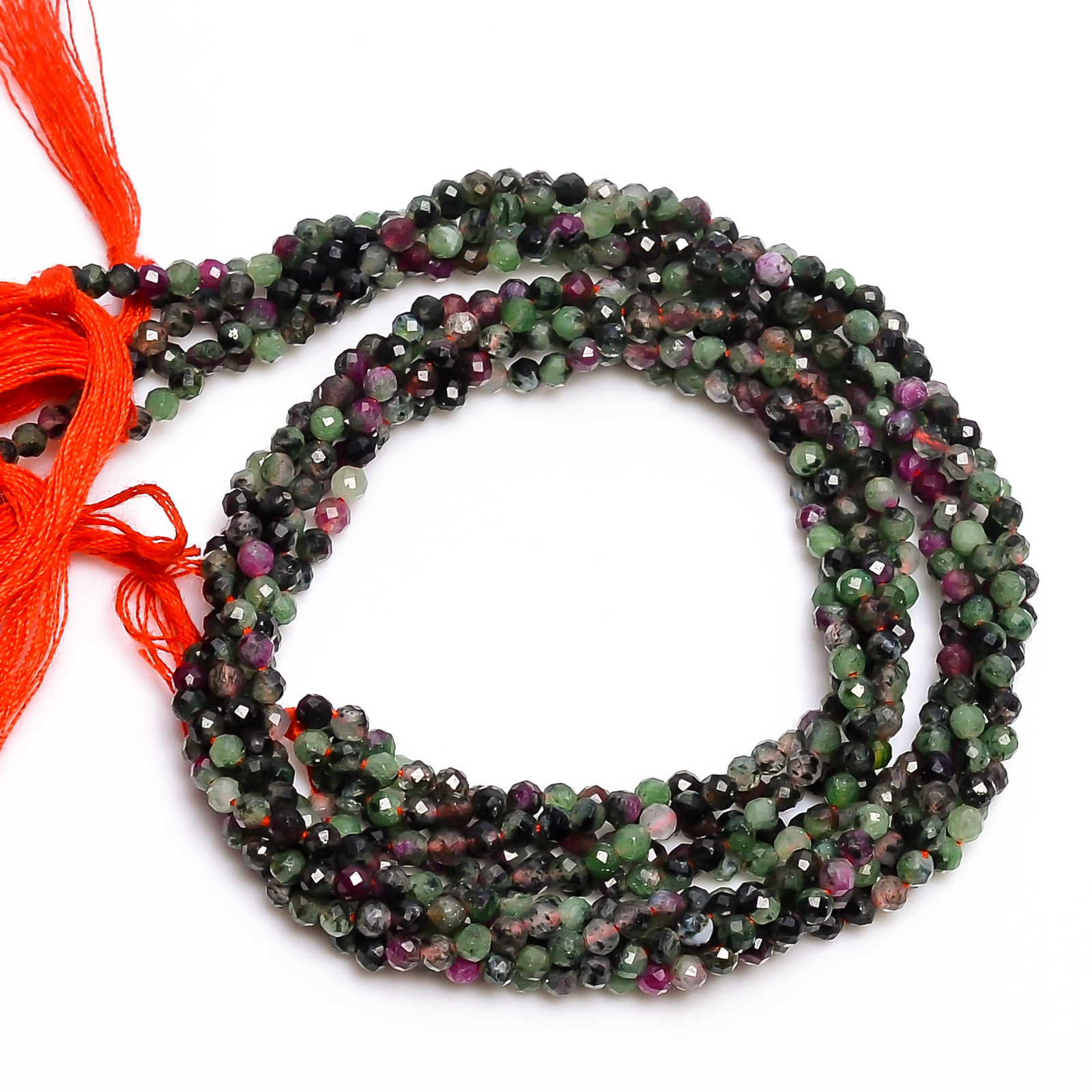 2.5 mm Natural Ruby Zoisite Faceted Round Rondelle Beads Jewelry 12″ Strand