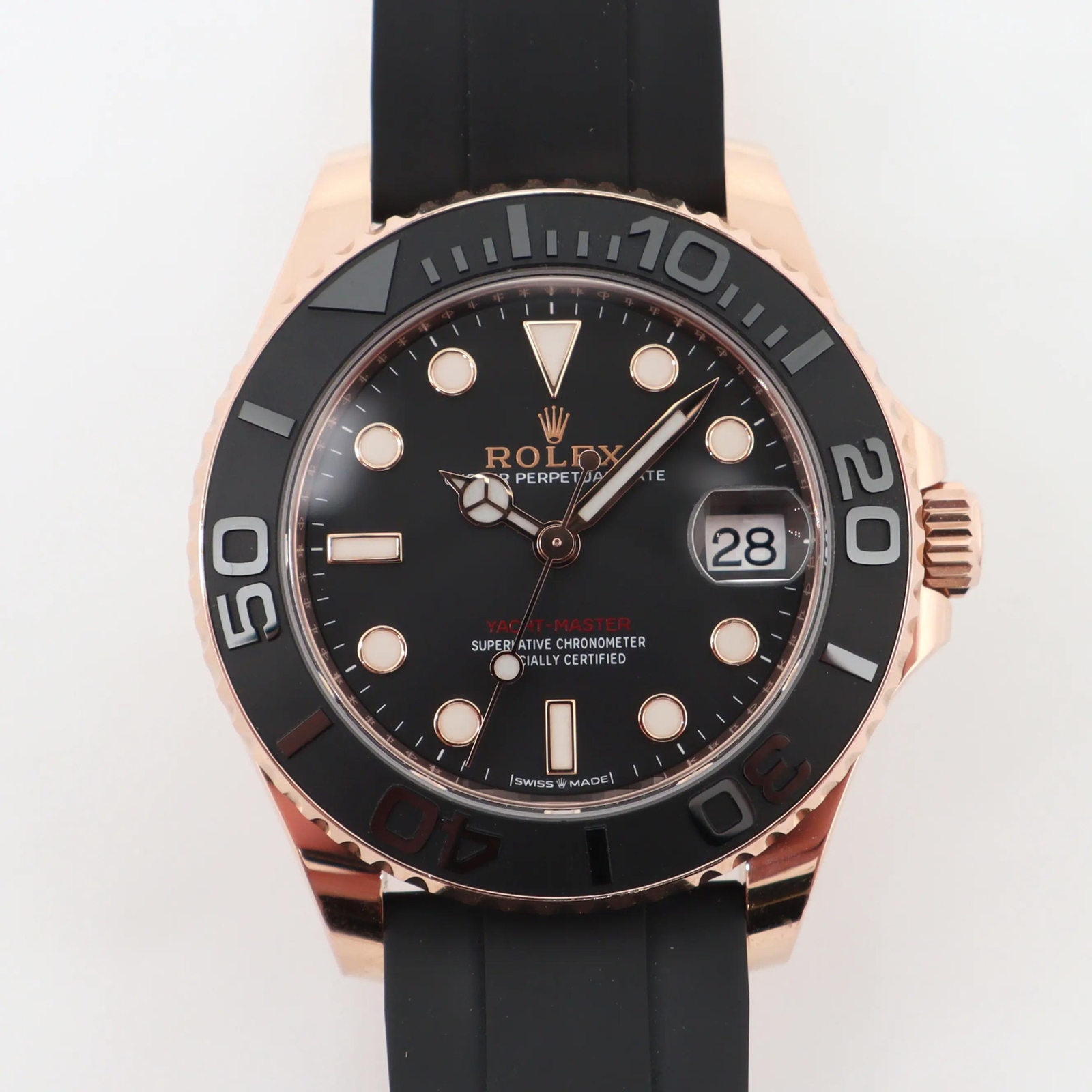 2022 Rolex 268655 Yacht Master 37mm 18K Rose Gold Rubber Automatic Watch