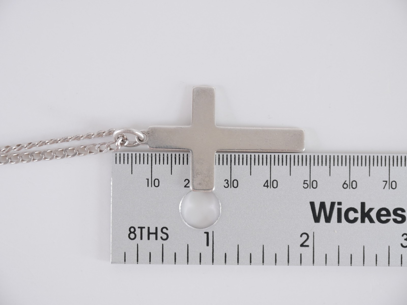 Sterling Silver 925 Cross Pendant Necklace 51cm 11.76g Large Plain Christian