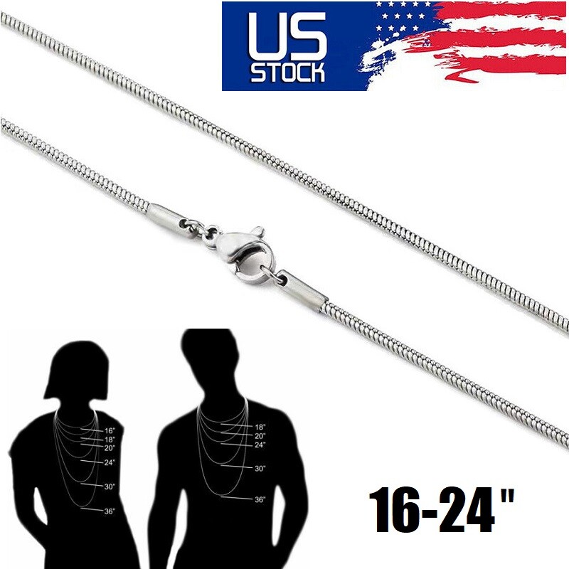 Men&Women’s 925 Sterling Silver Tarnish-Free Italian Snake Chain Necklace 16-24″
