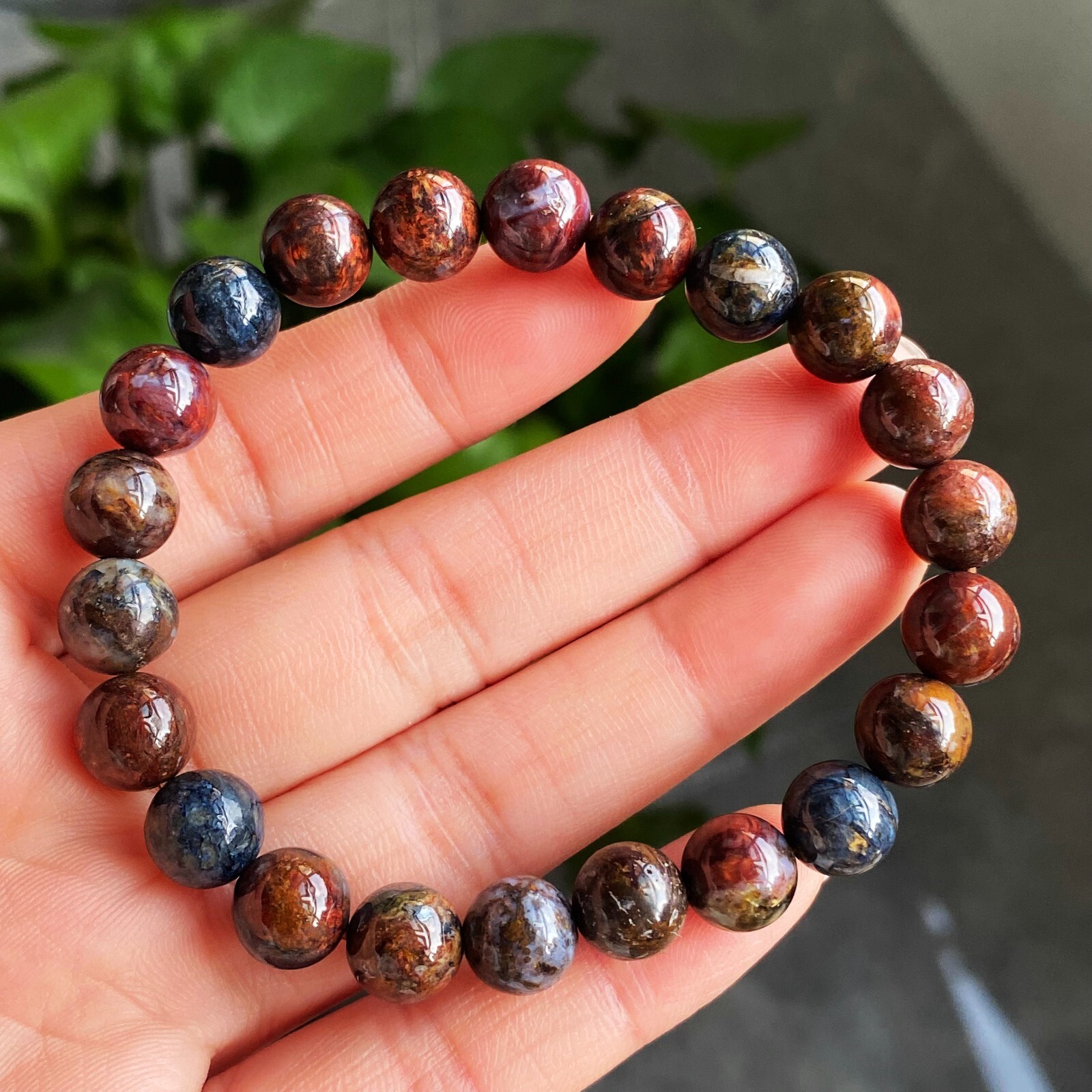 8.7mm Natural Color Pietersite Namibia Gemstone Beads Bracelet Z56