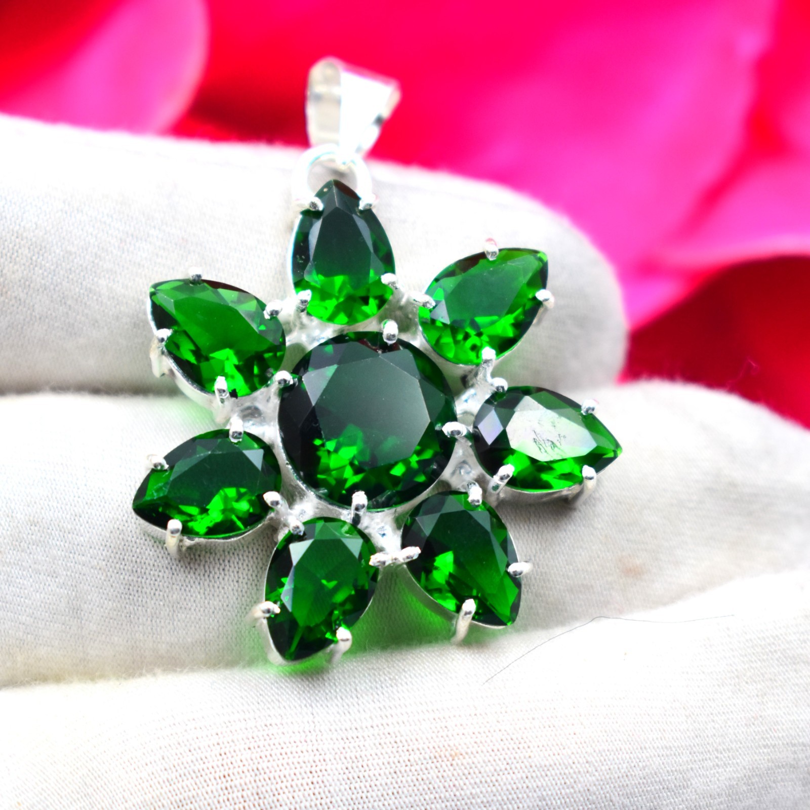 Chrome Diopside Gemstone Handmade 925 Sterling Silver Jewelry Pendant Sz-1.75″