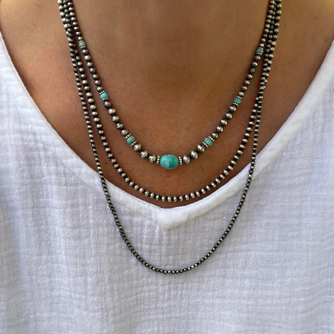 Blue-Green Kingman Turquoise & Sterling Silver Necklace | Southwestern Elegance
