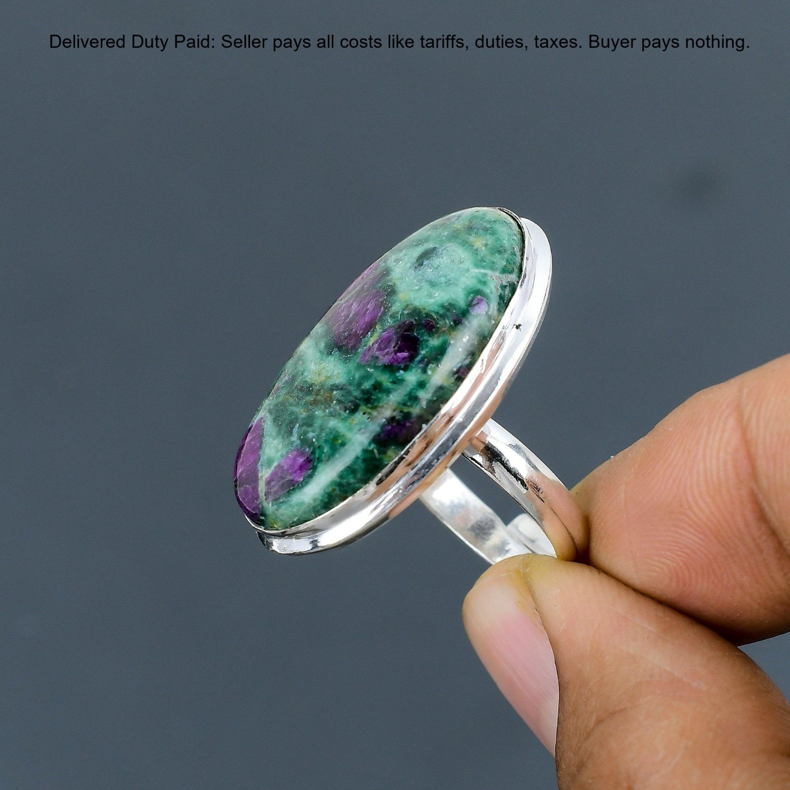 Valentines Deal Natural Ruby Fuchsite 925 Sterling Silver Promise Ring Jewelry