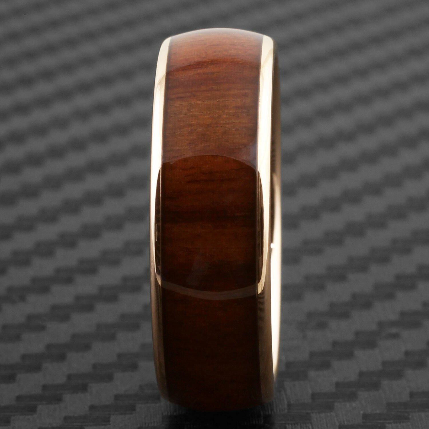 8mm Rose Gold Plated Tungsten Brown Wood Grain Stripe Men’s Wedding Band Ring
