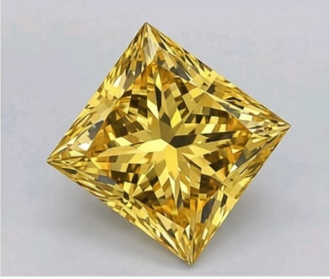 2 CT Princess Cut Fancy Yellow Color VVS1 Diamond Premium gemstone 7.50×7.50 mm