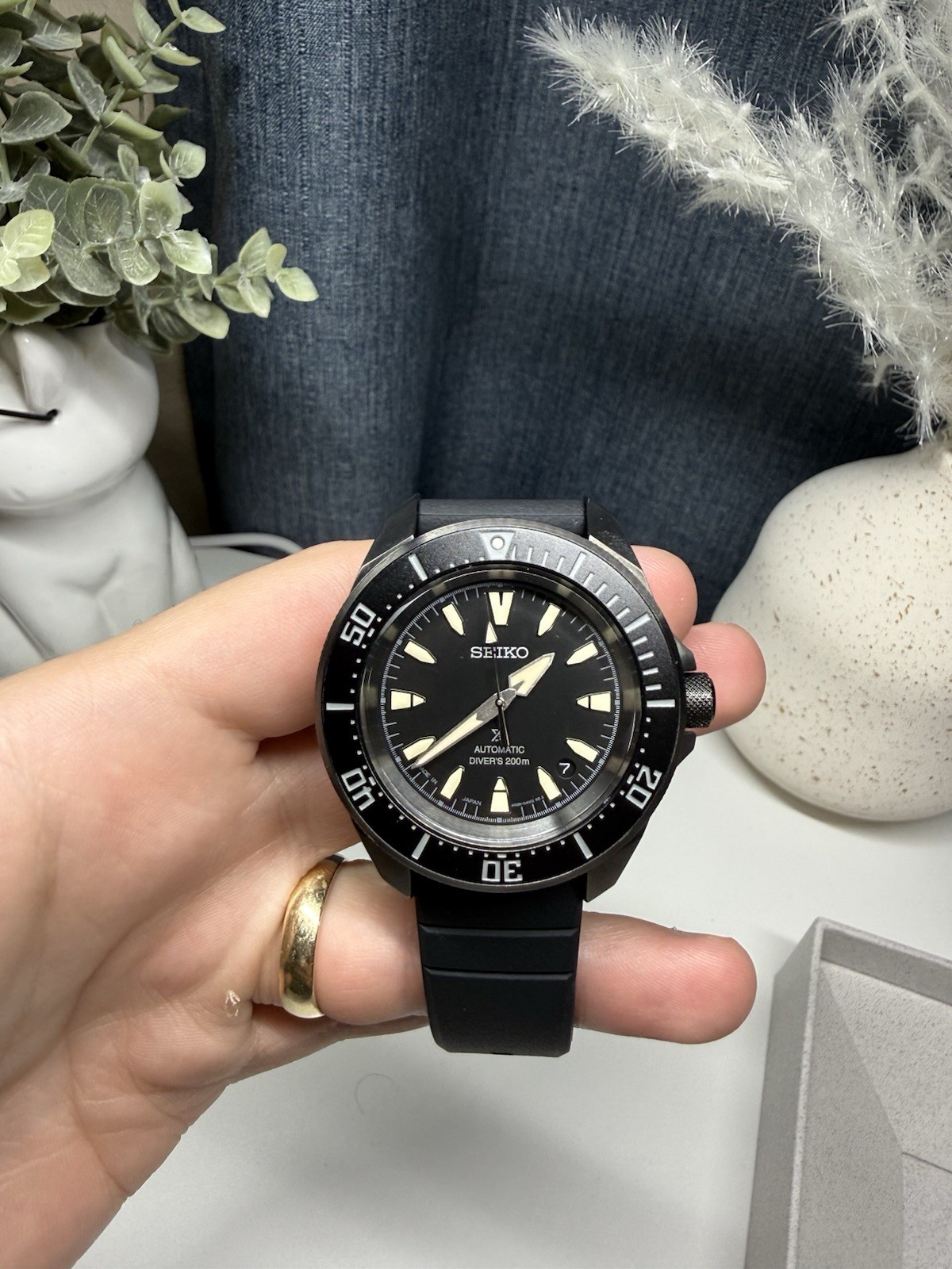 Seiko Prospex Samurai Diver Black Dial Silliocne Strap Watch SRPL15