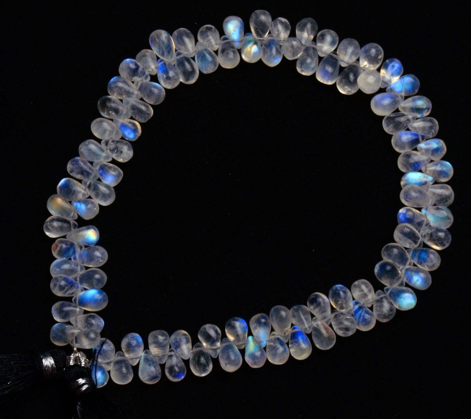 Natural Gem Rainbow Moonstone 8x5mm Approx Size Teardrop Shape Smooth Beads 10″