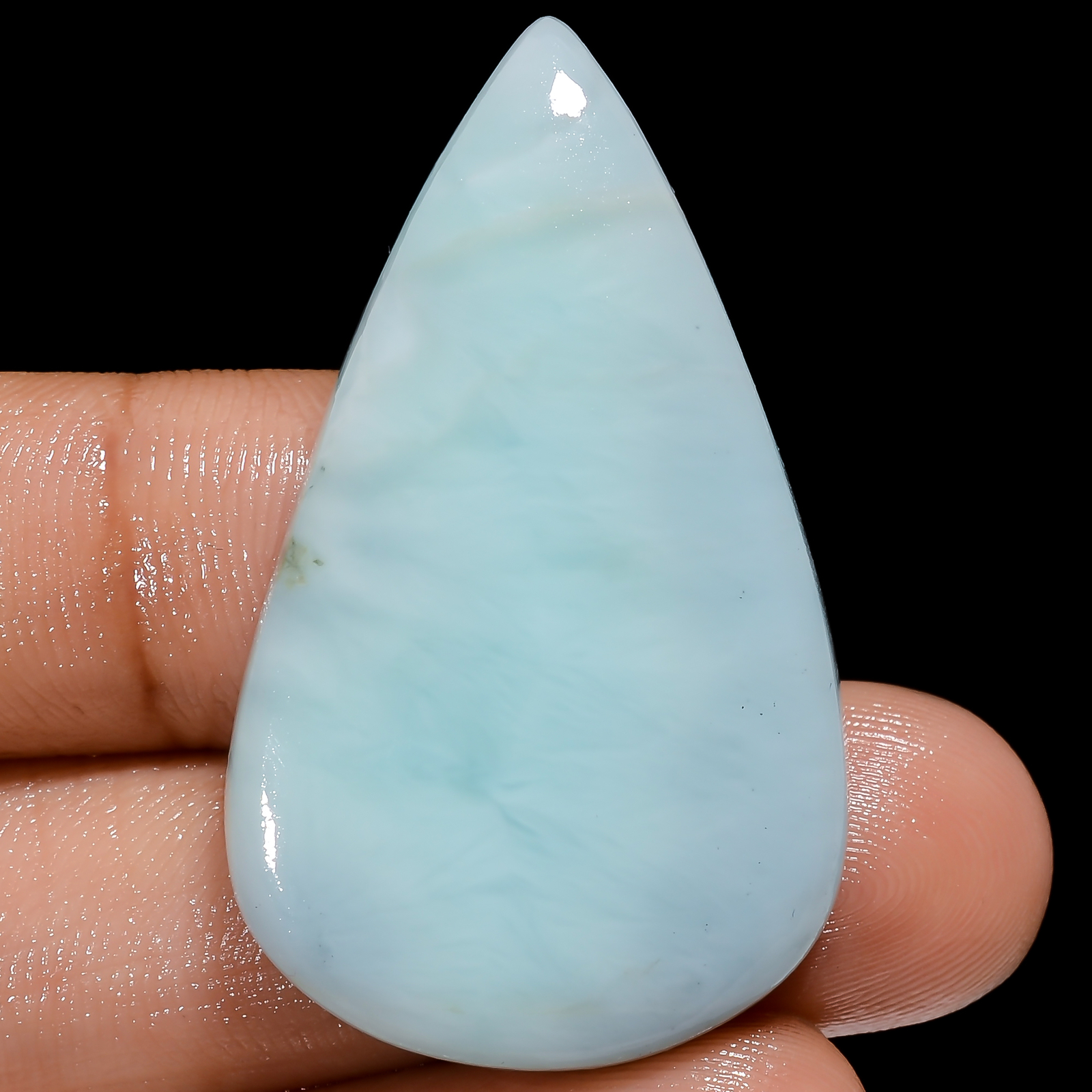 Natural Larimar Pear Shape Cabochon Loose Gemstone 52.5 Ct. 40X24X5 mm EE-46605