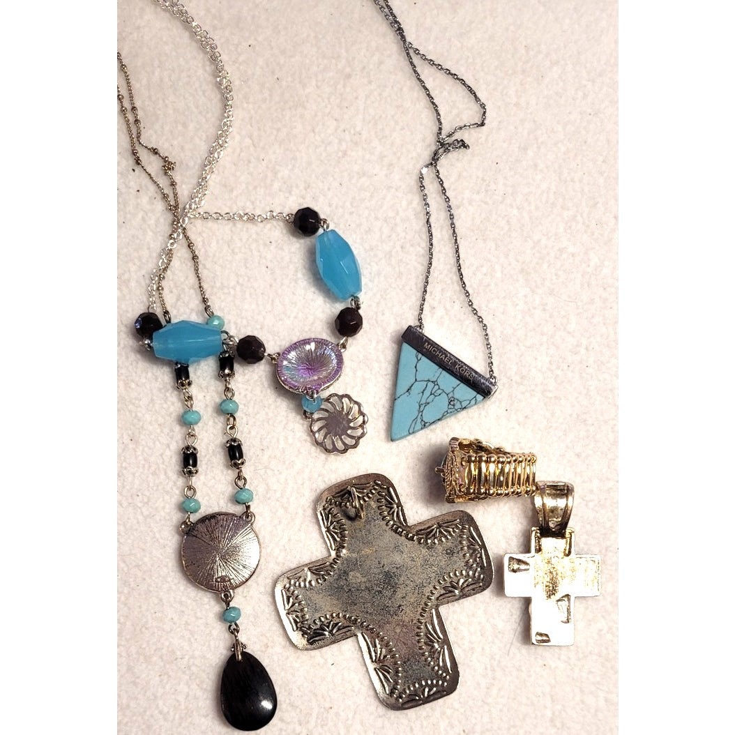 10 Pc Faux Turquoise Jewelry Lot Necklaces Ring Pendants Michael Kors, SAQ, NR