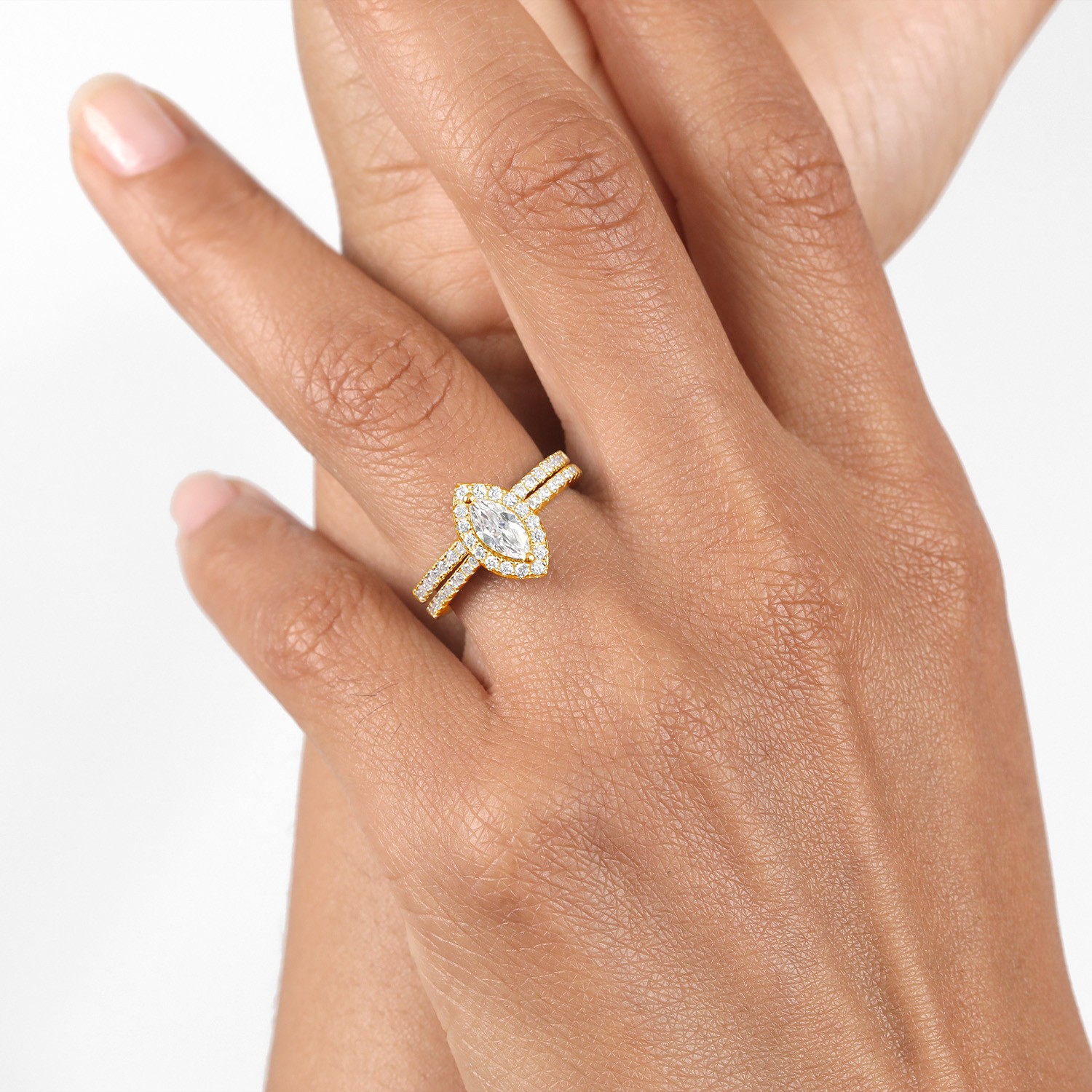 18K Yellow Gold Plated Silver Ring Set with Moissanite (1.02 Cttw)