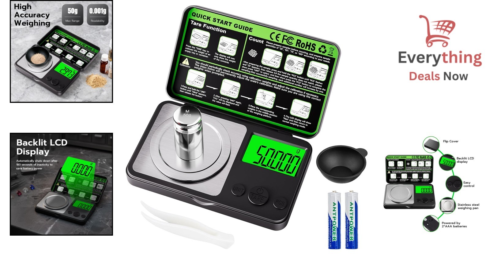 Digital Milligram Scale 50g x 0.001g Precision Pocket Gold Jewelry Powder MG Lab