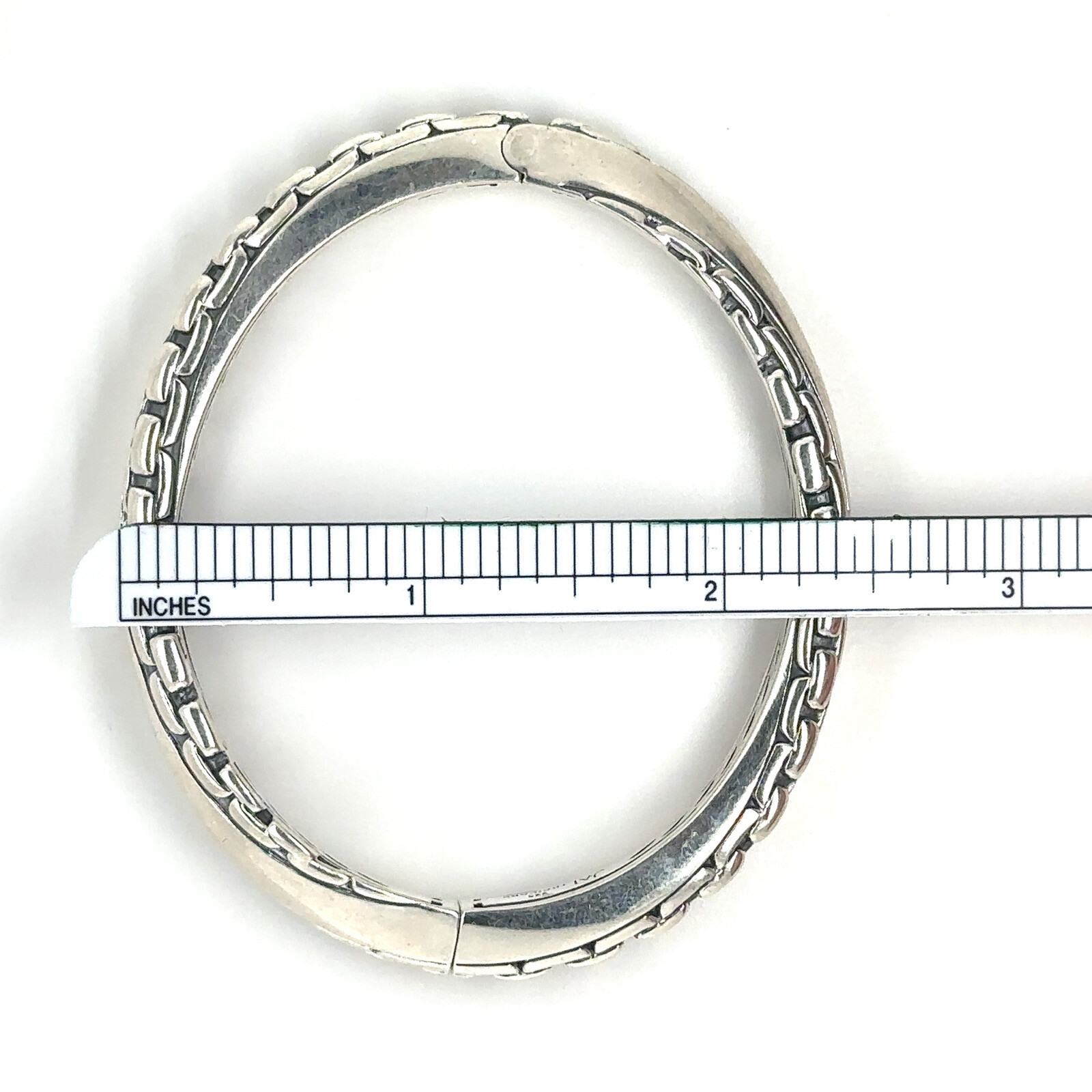 Jai John Hardy Sterling Silver Balance and Harmony Hinged Bangle Bracelet 7” 39g