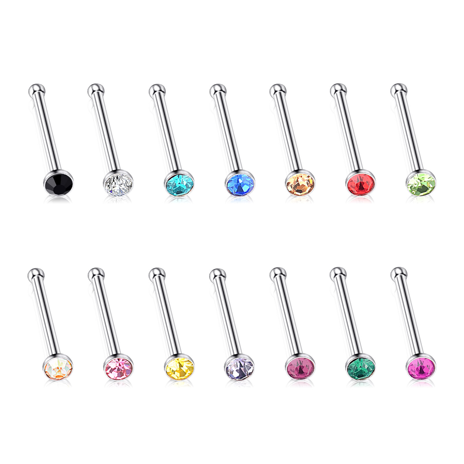 30Pcs Nose Rings Surgical Steel 20G Screw Pin Earring Lip Cartilage Tragus Studs