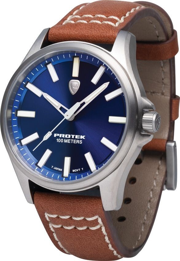 ProTek USMC Field Watch 3100 Series Titanium Case Leather Strap Quartz Movement