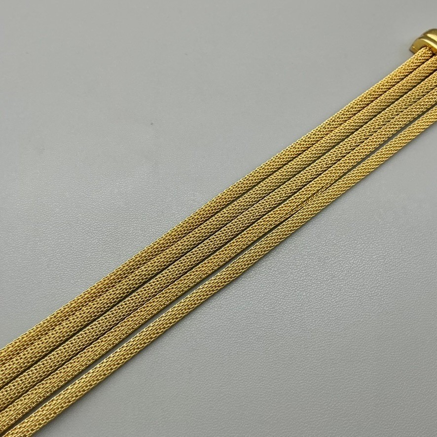 Monet Bracelet Womens Gold Tone Multi Strand Mesh Chain Link Vintage 7.25 In