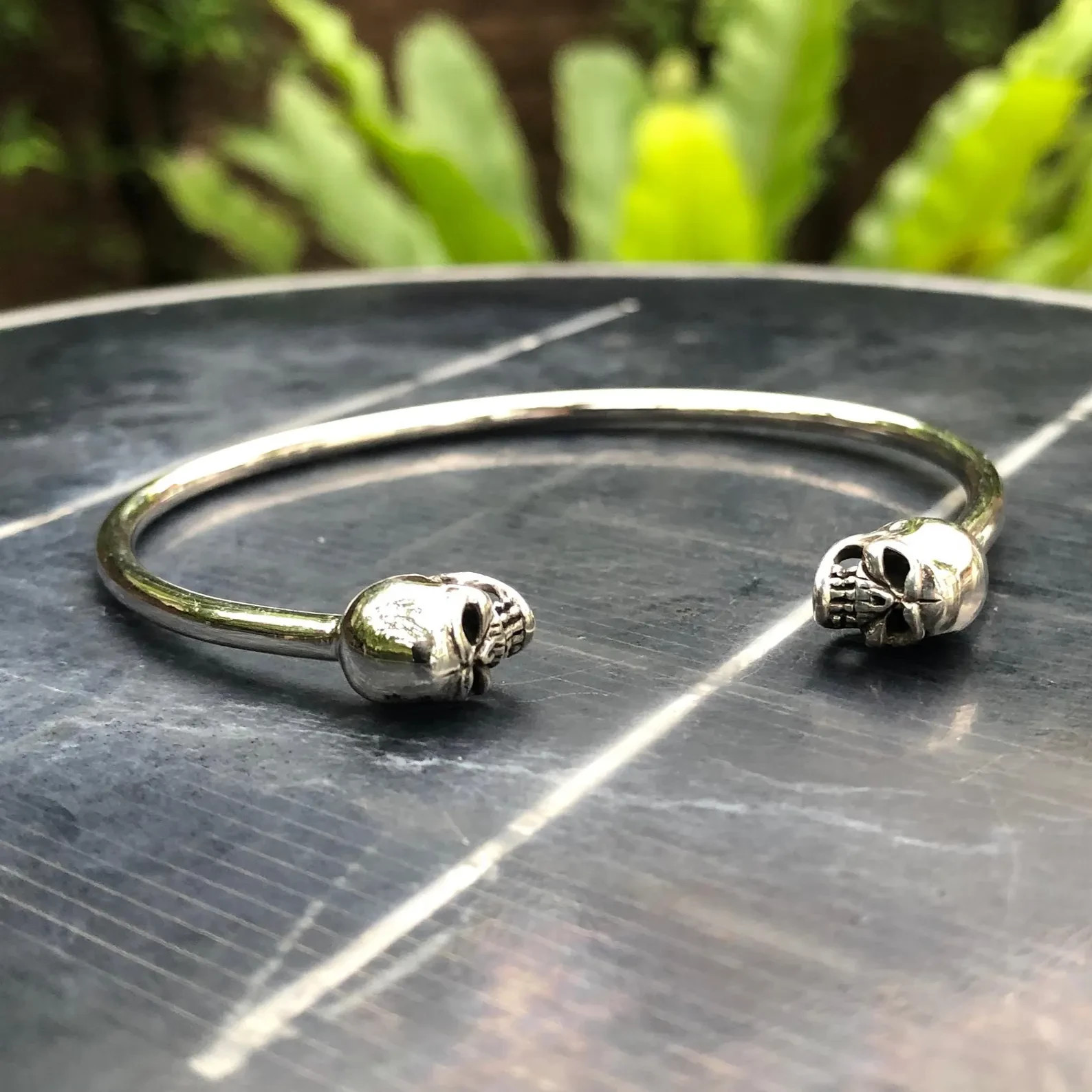 Handcrafted 925 Sterling Silver Skull Skeleton Gothic Punk Biker Bracelet