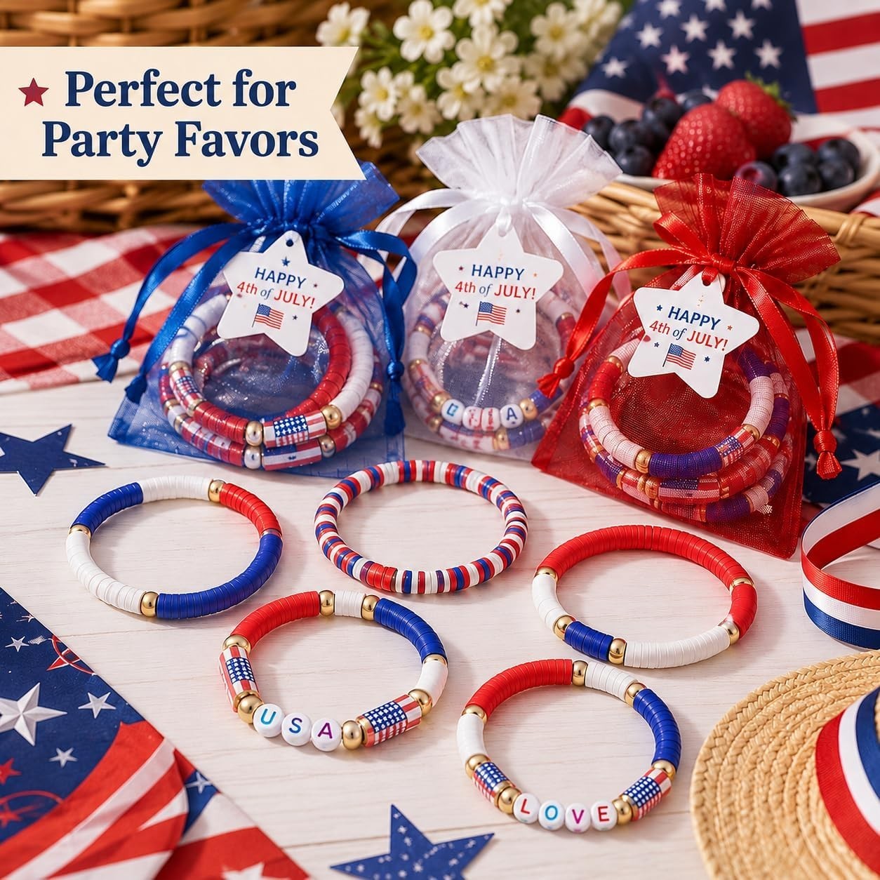 Versatile 4th of July Love Bracelets in Red, White & Blue – Perfect for All Ages