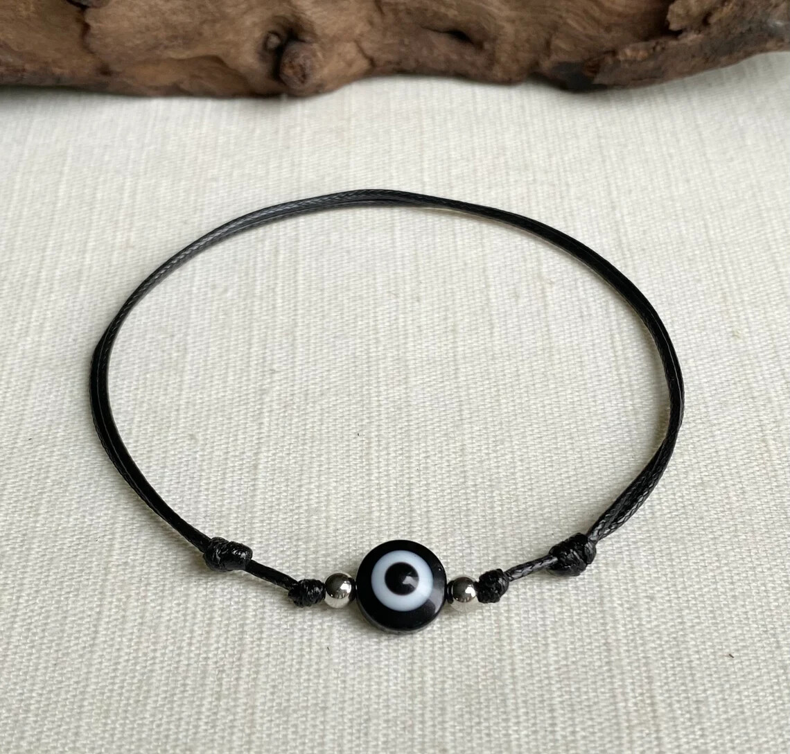 Choose Color Evil Eye Bead Waterproof Adjustable Cord Anklet or Bracelet