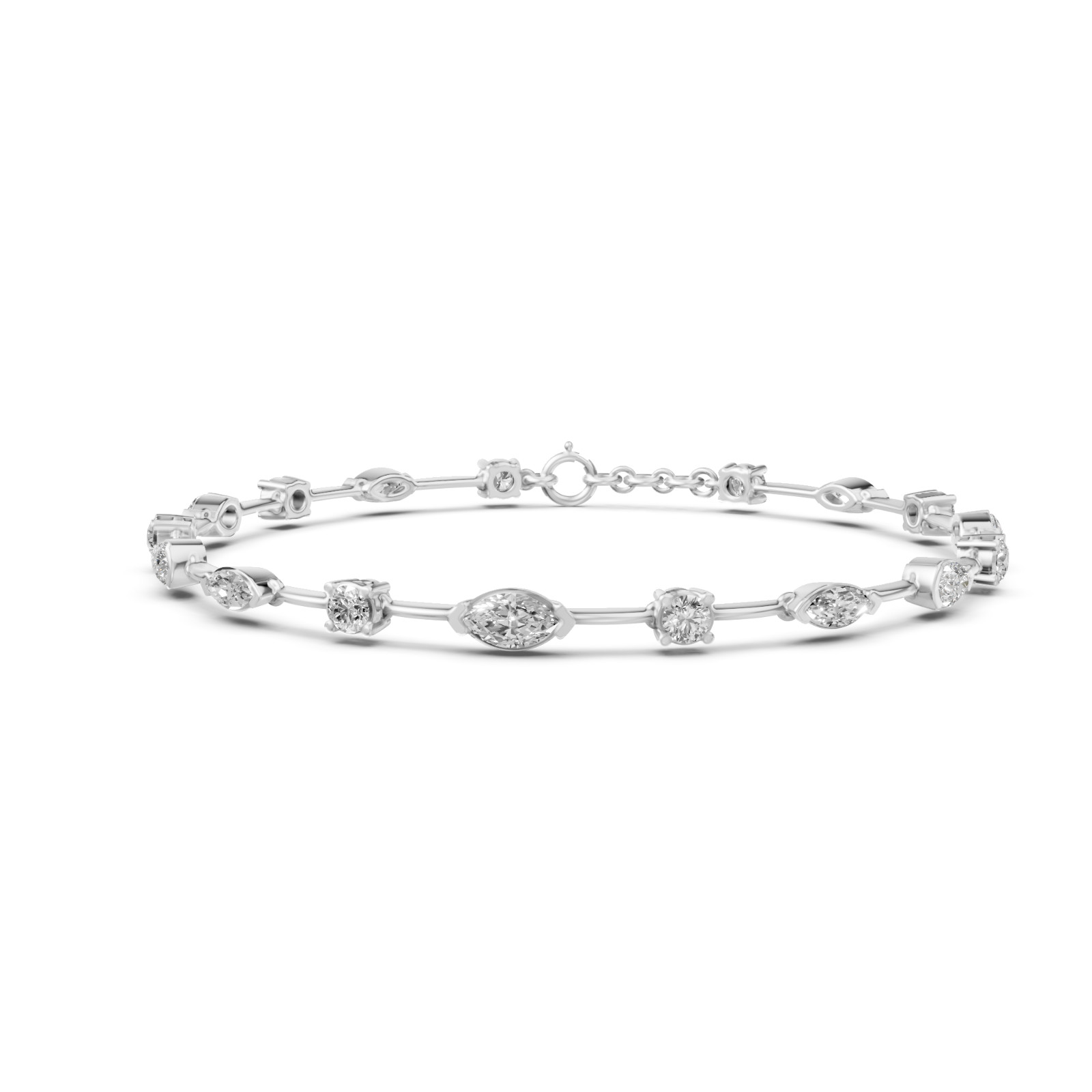 2.86 CT Marquise Lab Grown Diamond Station Chain Bracelet