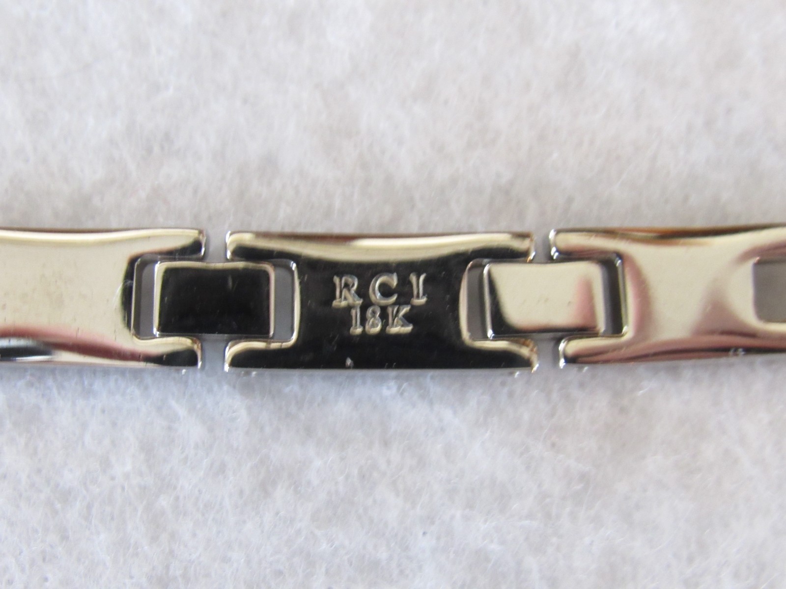 Vintage Men’s RCI 18K Gold & Brushed Stainless Steel Box Link Bracelet 8 1/4″