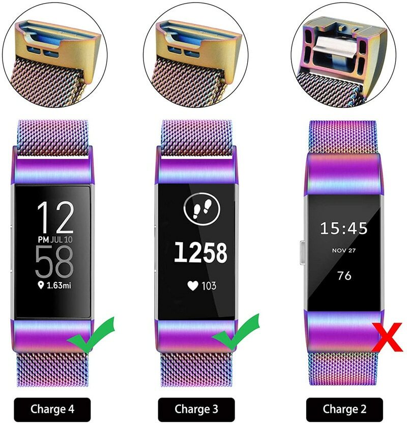 Milanese Magnet Loop Strap For Fitbit Charge 3 4 Stainless Steel Band Wrist band