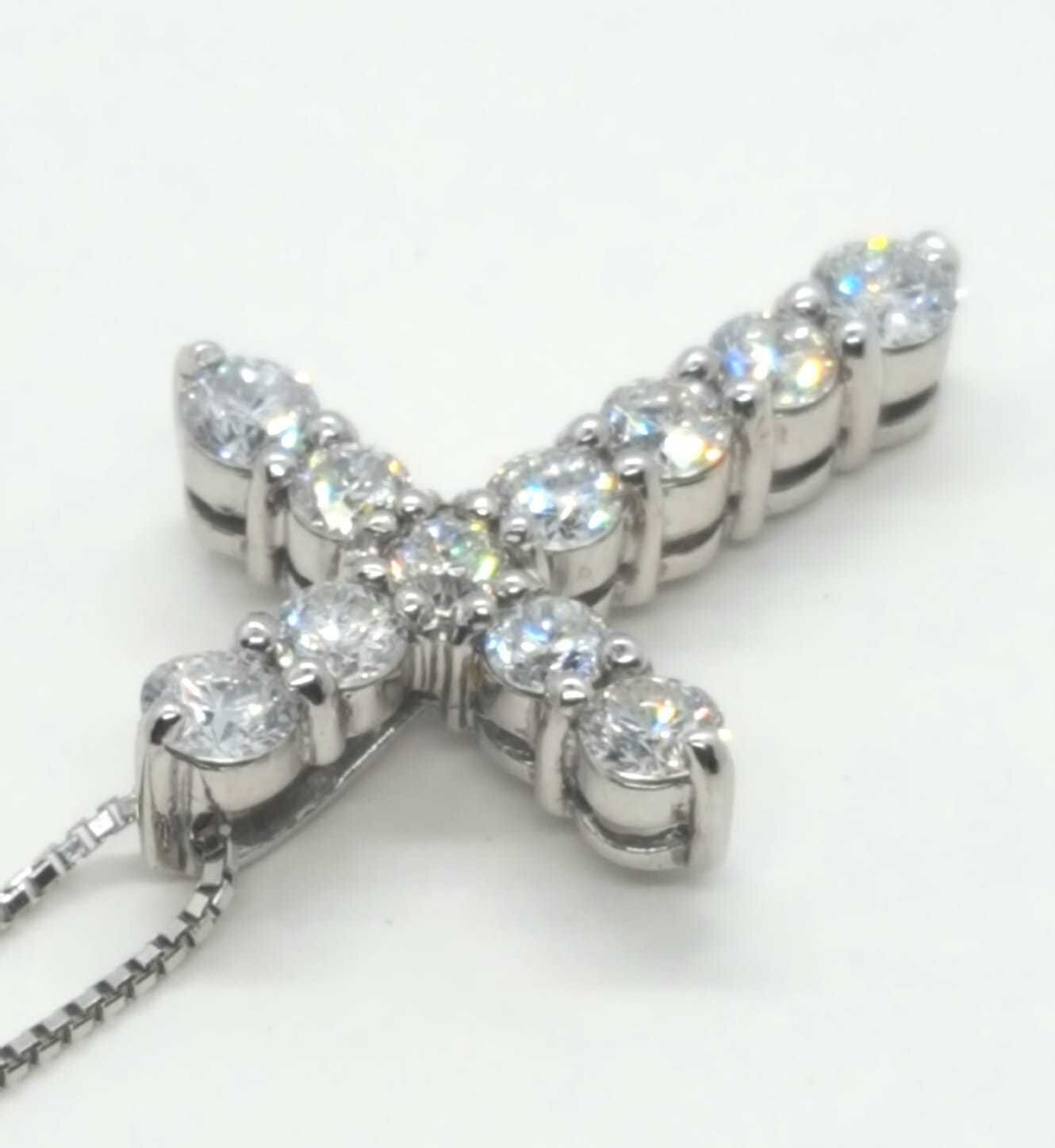 2.0 Ct Round Cut Lab Created Diamond Cross Women’s 14K White Gold Plated Pendant