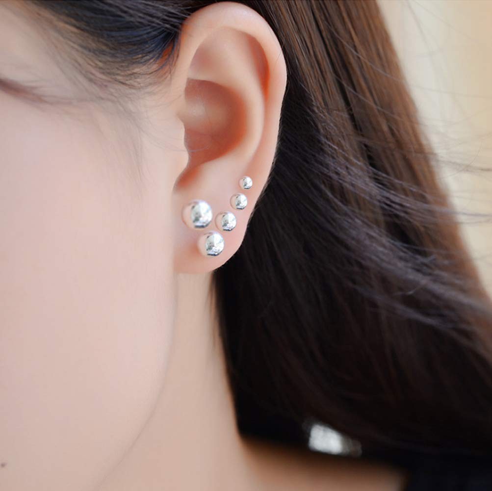 Small Silver Stud Earrings for Women: Hypoallergenic Sterling Silver Round Ba…