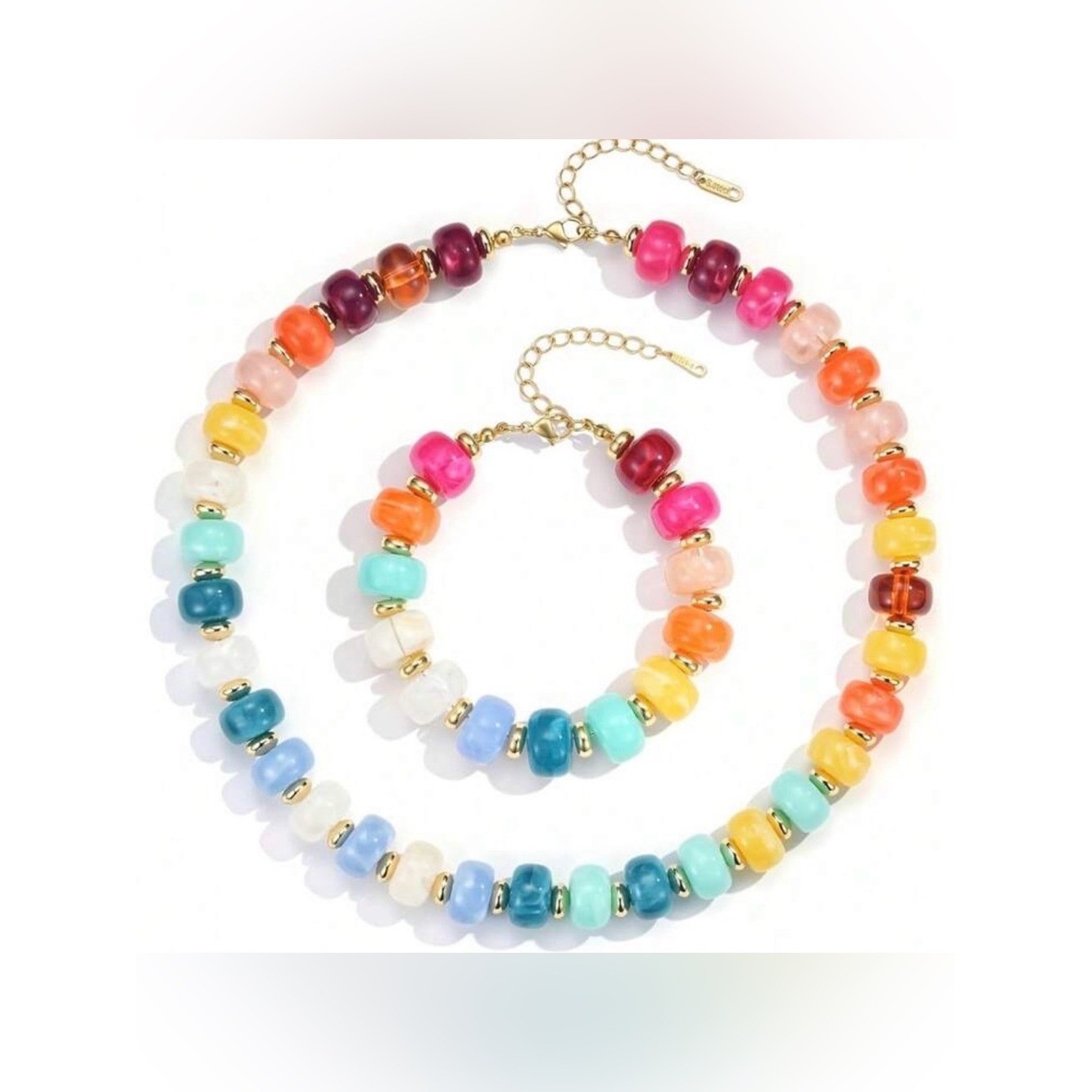 Colorful Bead Necklace & Bracelet Set