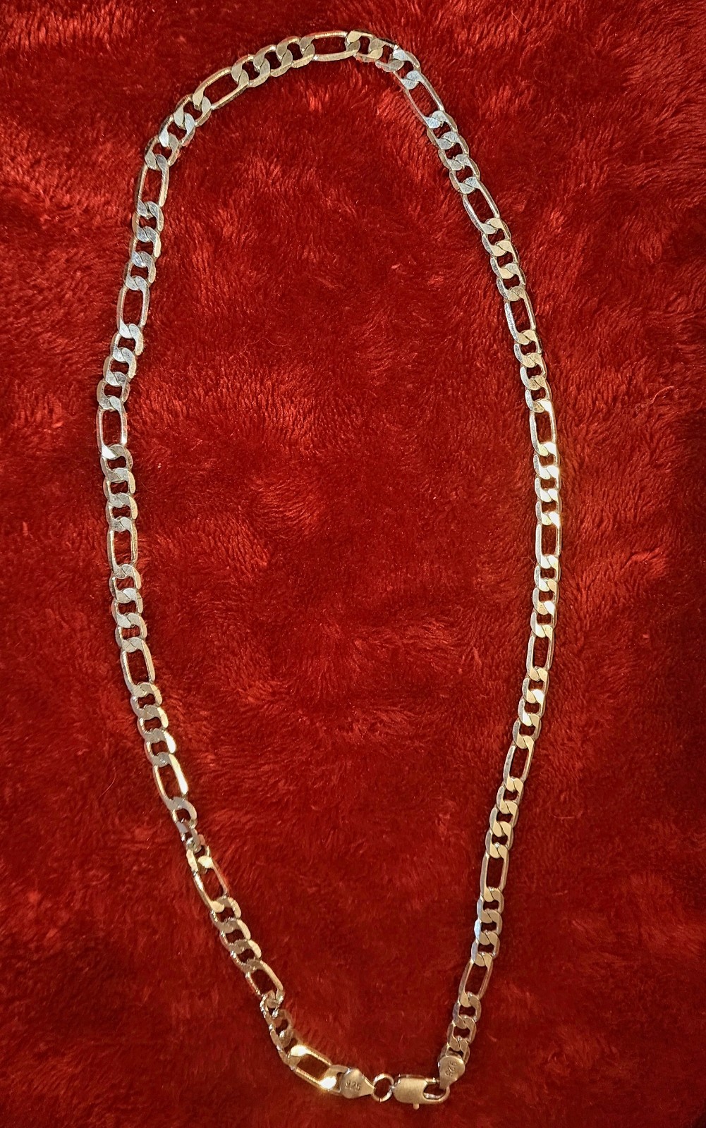 Mens 925 sterling silver Figaro link chain 6mm wide, 24 Inches 25.4 g New gift