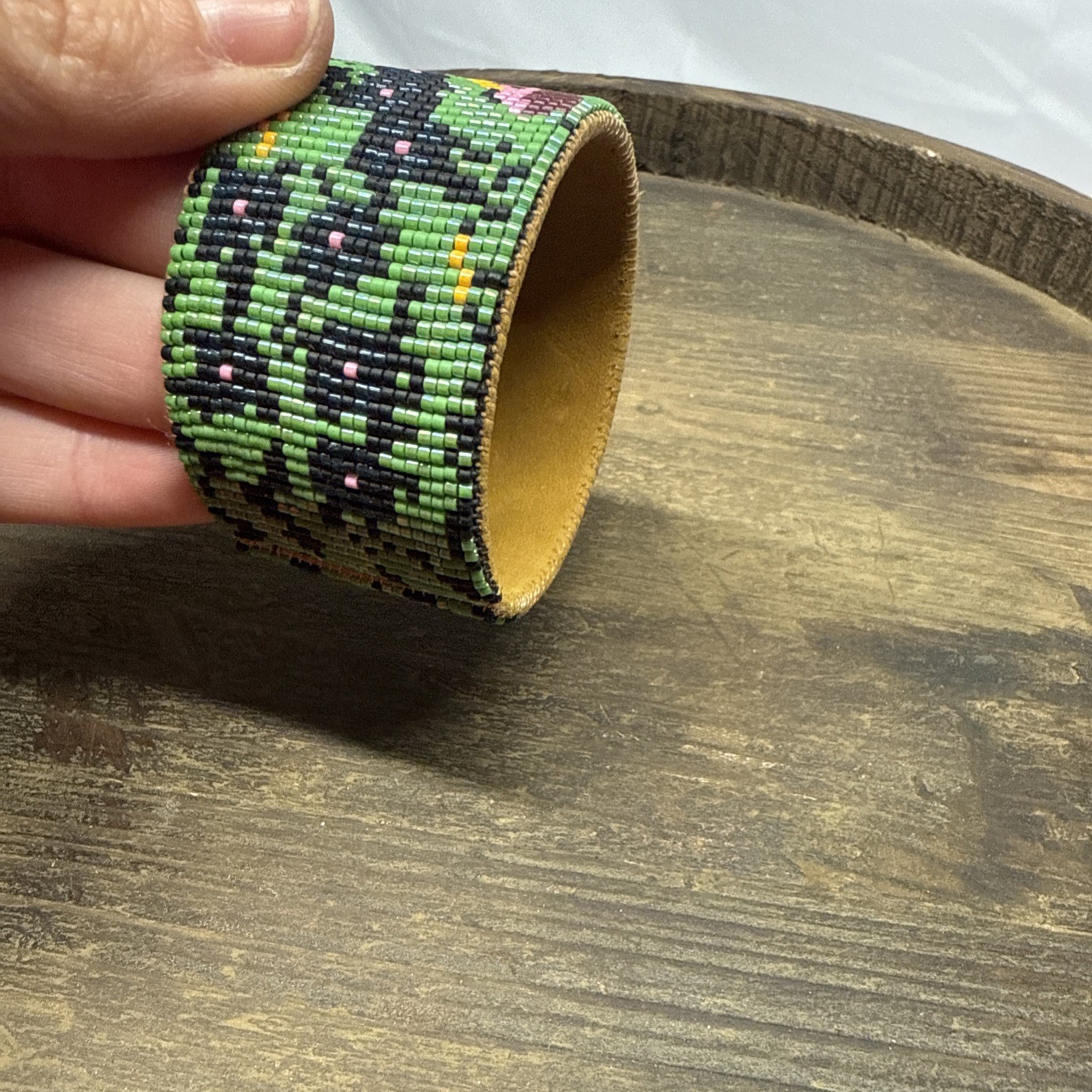 Fabulous Seed Beaded Cuff Bracelet Flower Design