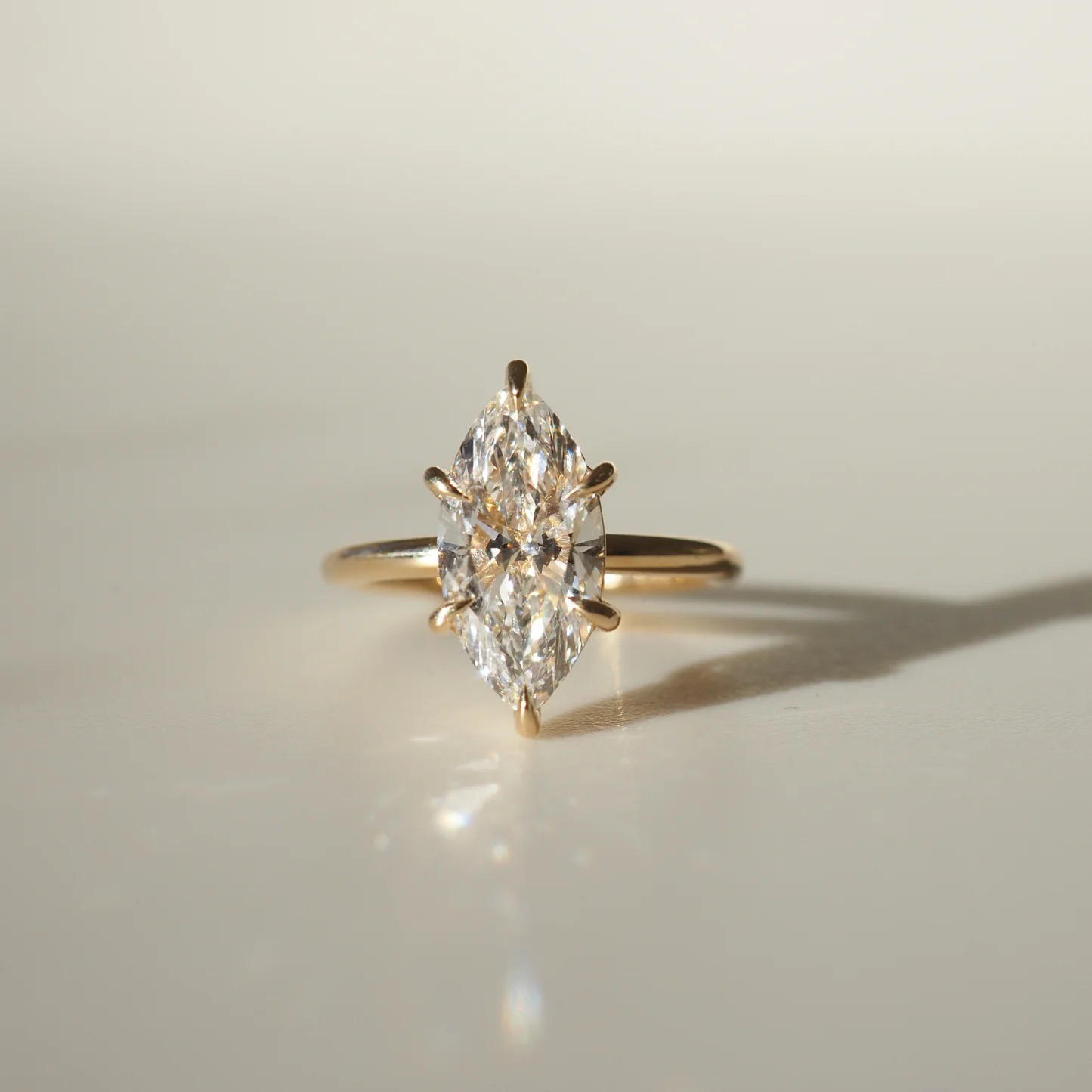 2 Ct Marquise Cut Lab Grown Diamond Solitaire Engagement Ring 14k Yellow Gold