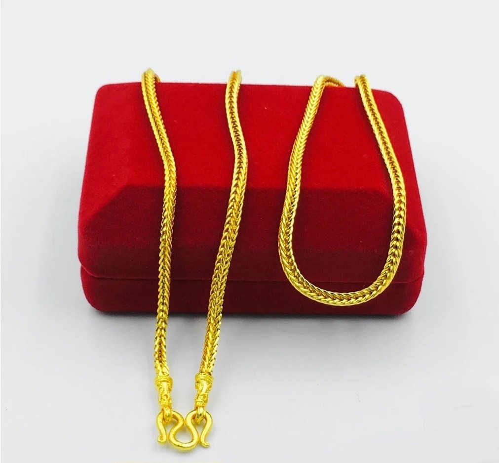 24K Thai Baht Yellow Gold Plated Necklace 2 Baht 24 Inch Jewelry