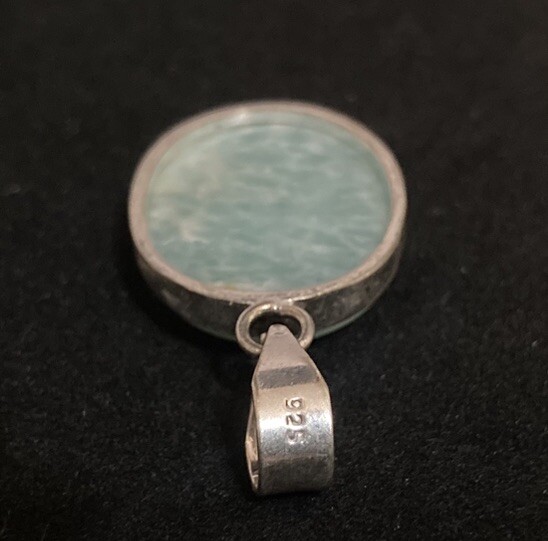 Green Amazonite Oval Charm Pendant Sterling Silver 925 Stamped Crystal Gemstone