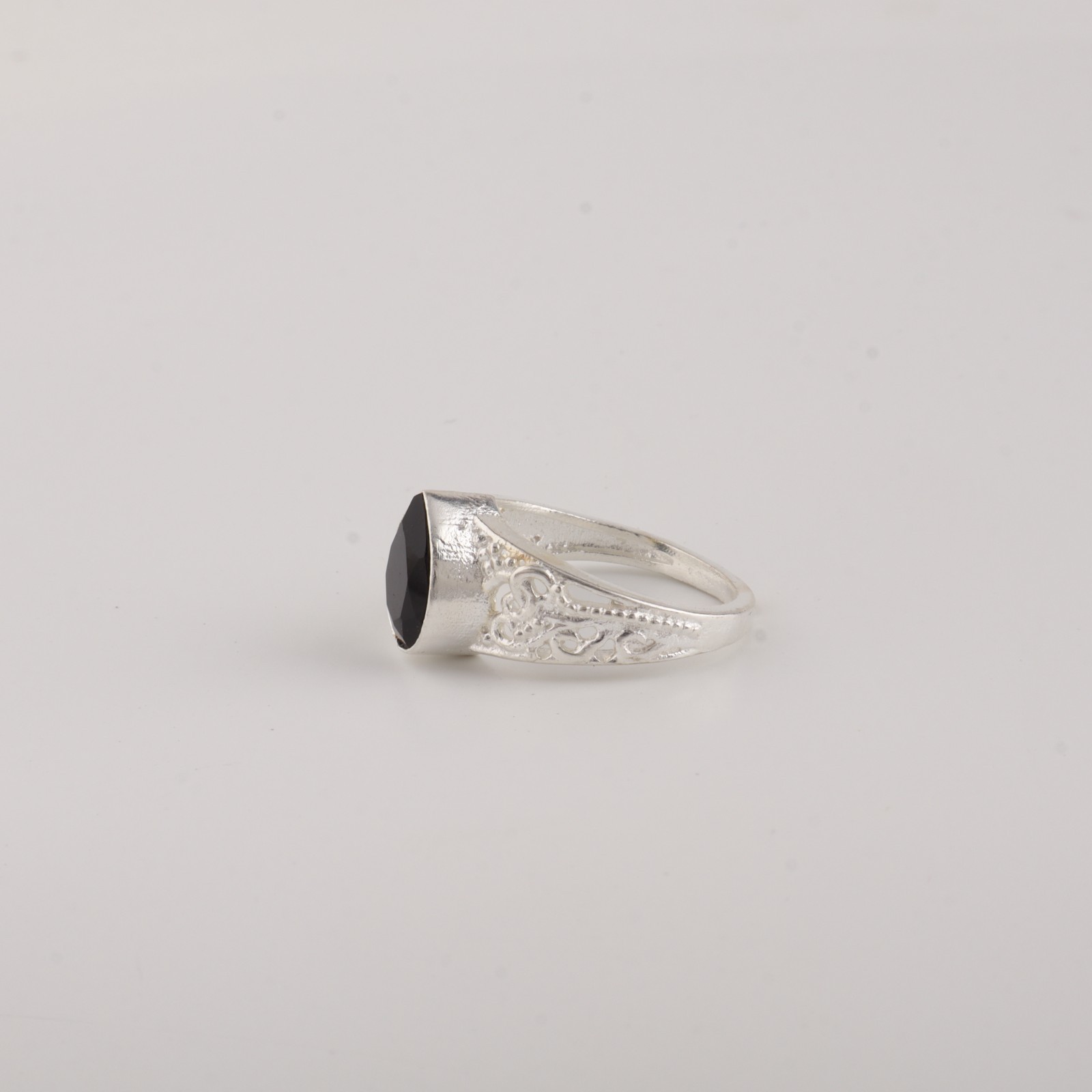Black Onyx Gemstone 925 Sterling Silver Statement Jewelry Zircon Ring For Woman