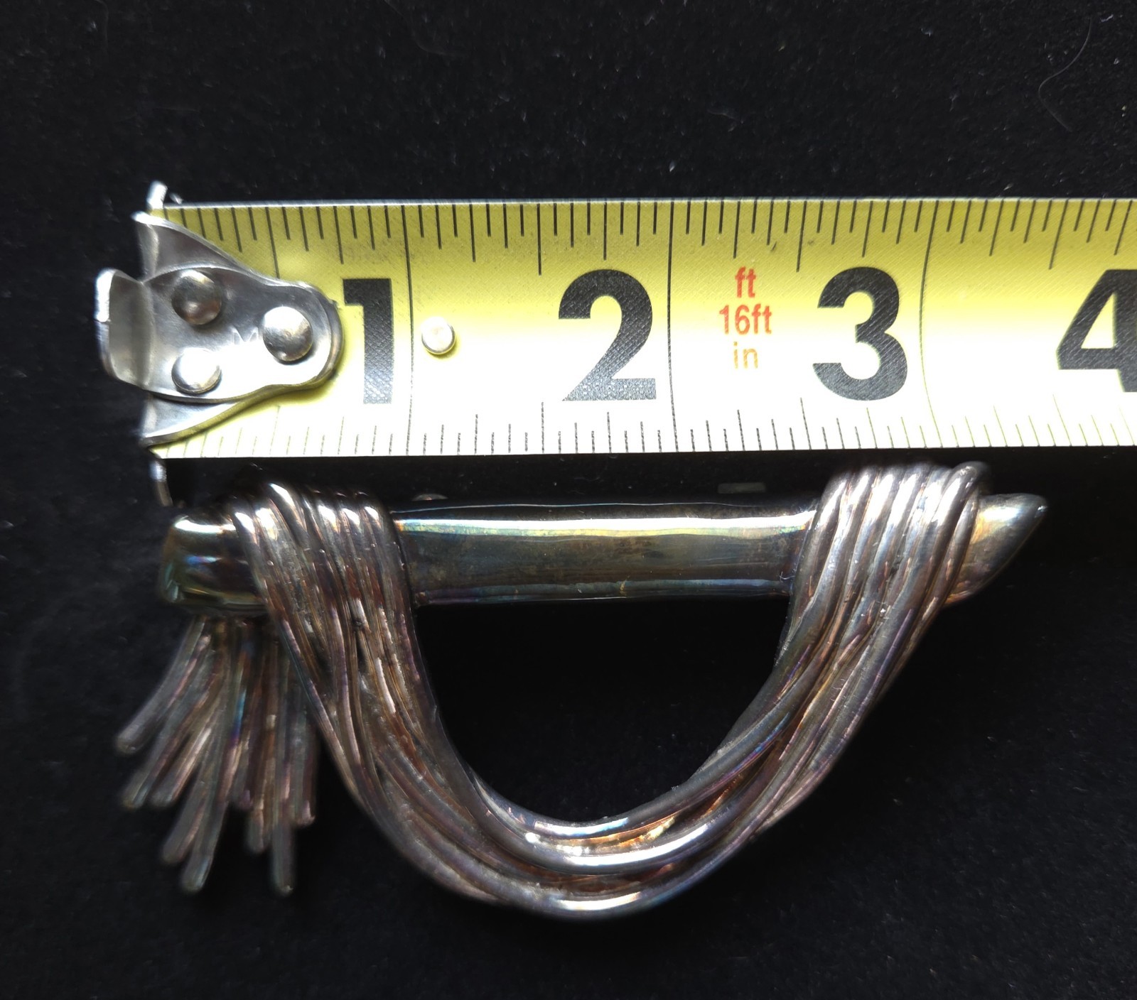 Vintage Israeli Modernist Sterling Silver Hand Brooch Pin Wire Wrapped 925 31g