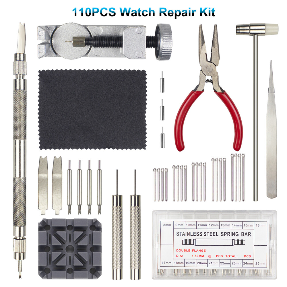 110 X Repair Tools Kit Adjustable Watch Band Strap Bracelet Link Pin Remover Set