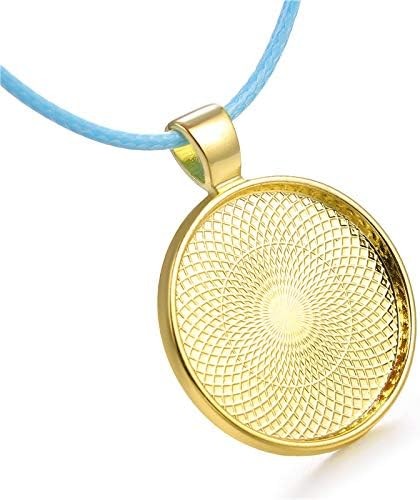 25pcs Round Bezel Pendant Trays Setting Cabochon Blank Base for DIY Gold