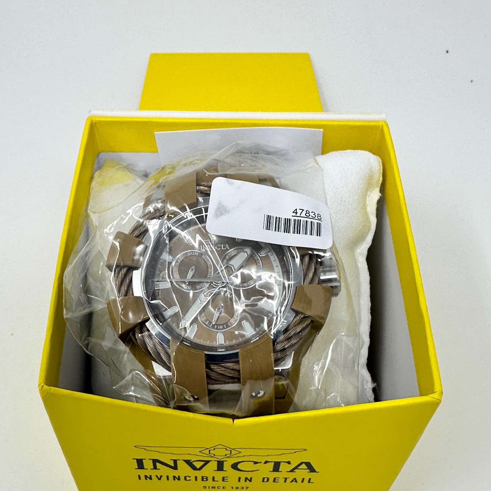 Invicta Bolt Shock 50 mm Quartz Watch Khaki Silicone Strap 47838 New