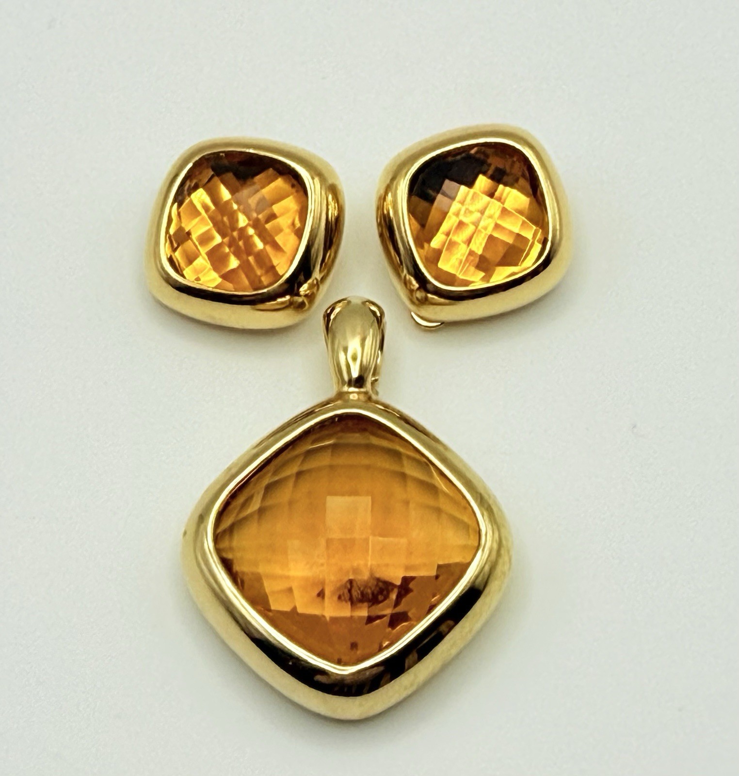 Joan Rivers Pendant & Earring Set Vintage Faux Citrine w/Interchangeable Jackets