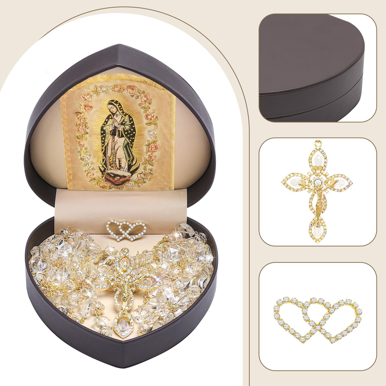 Heart Box Crystal Rosary Wedding Lasso Lazo Para Boda Catolica Los Novios