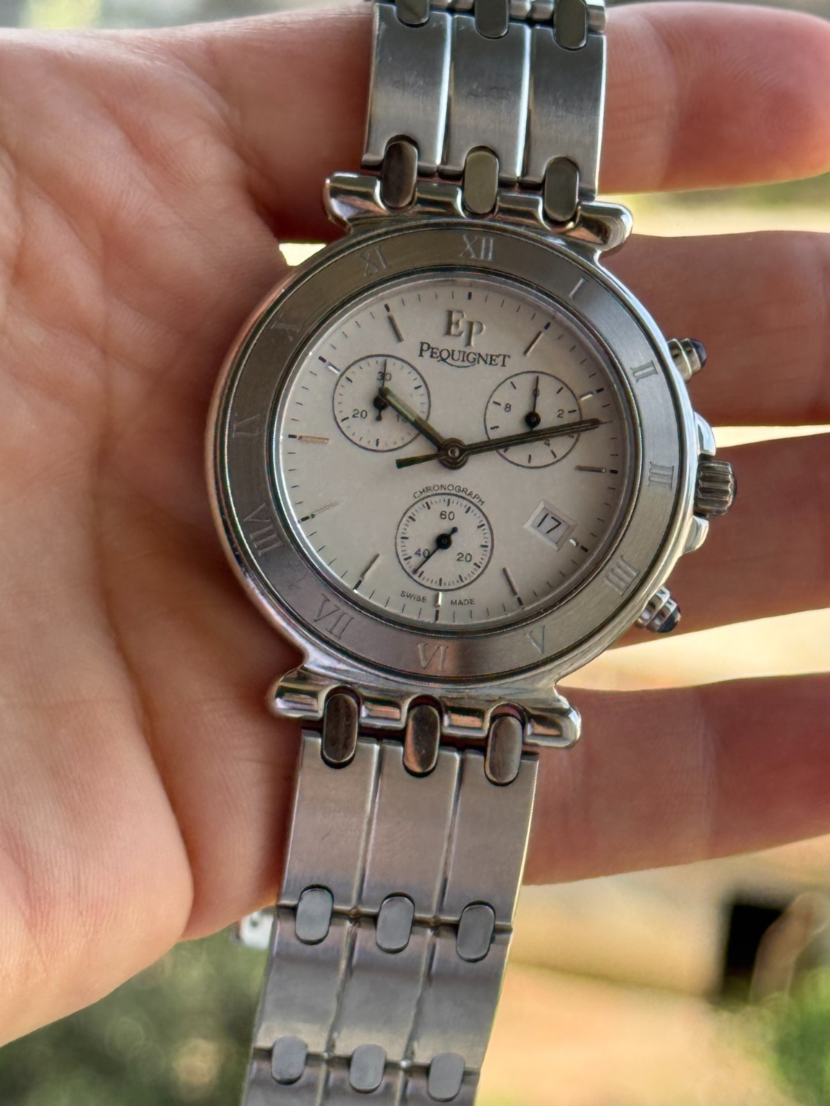 Pequignet Moorea Classique Chronograph Watch Quartz Mens 42mm Swiss 1350433