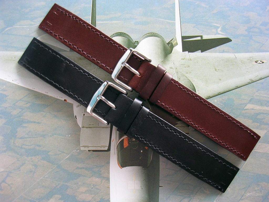Open End Shell Leather for Vintage Wire Lug Military watch band strap IW SUISSE