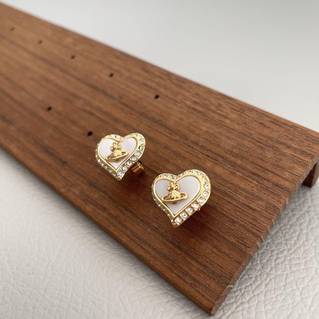 Petra Heart Shell Necklace Earrings Set Gold With Pouch